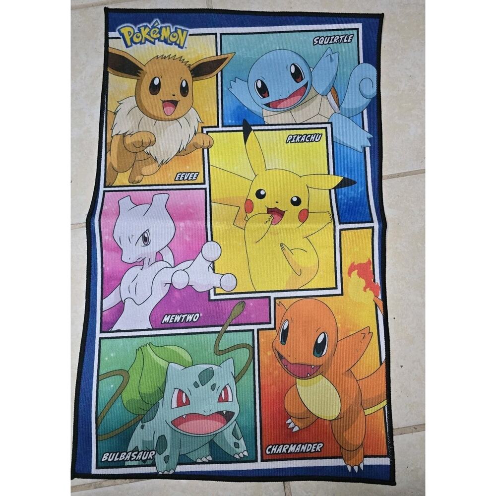 Pokemon Group Collage Pikachu Area Rug 31” X 20” Black Squirtle Charmander